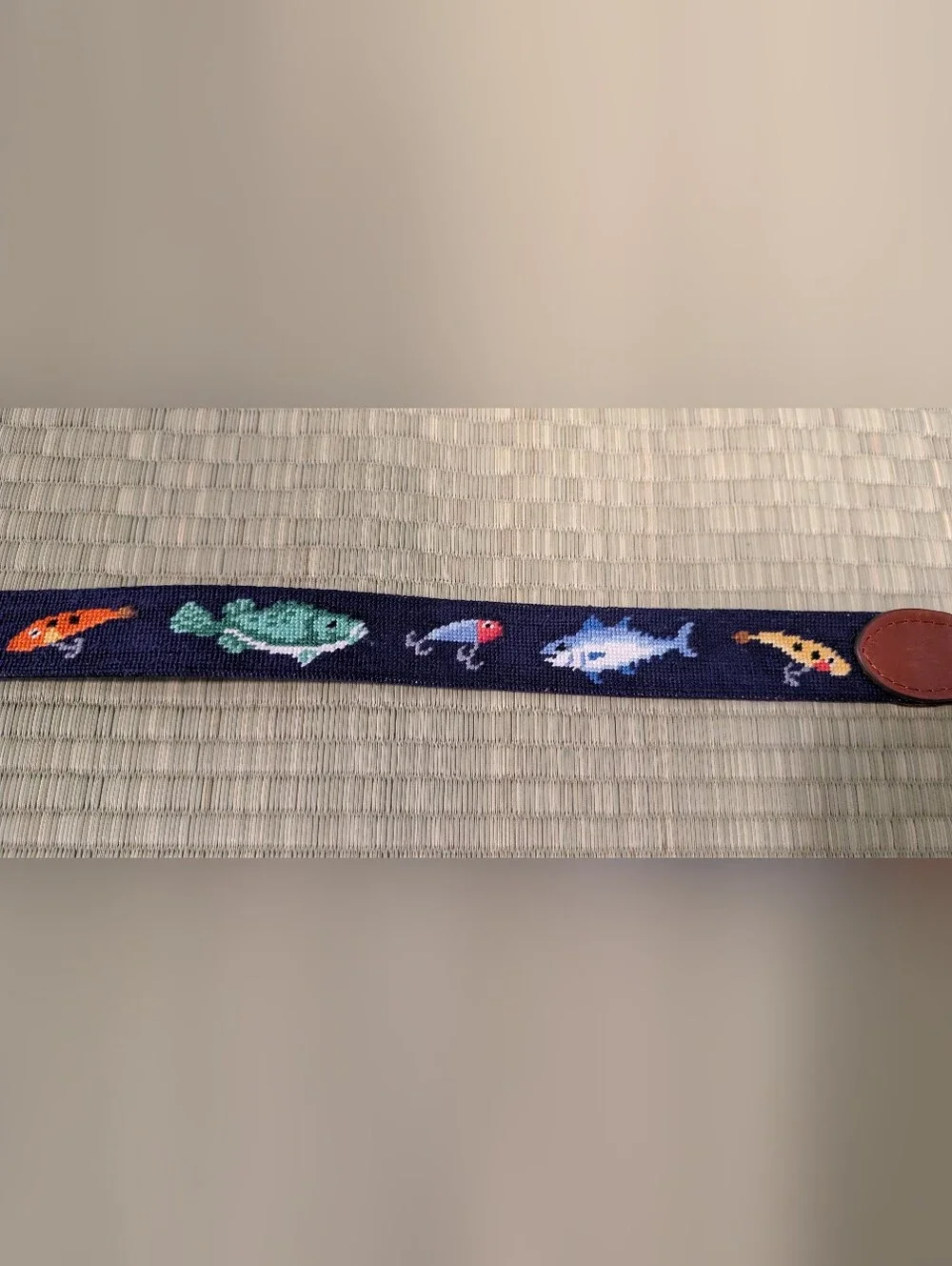 NWT Smathers & Branson Fish & Tackle Needlepoint Belt Size 38